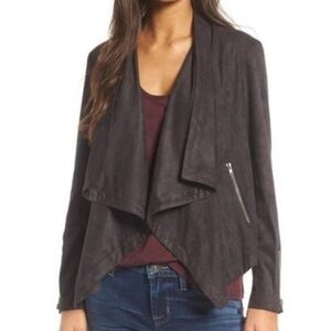 Cupcakes & Cashmere Mackenzie faux suede stretch open front draped jacket M